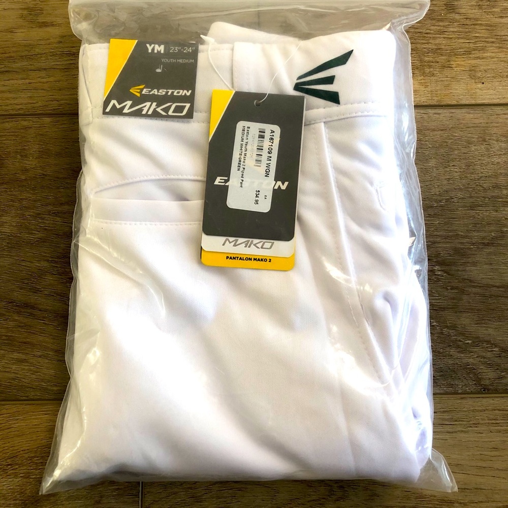 Easton Mako 2 Youth Baseball Pants W/ Green Piping